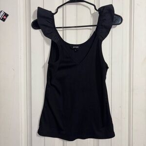 Black Ruffle Sleeve Women's Tabk